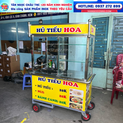 Xe Hủ Tiếu Gõ 1m2 *60 Inox Dày Dặn